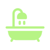 Outline icon of a bathtub representing bathroom count