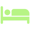 Line art icon of a bed representing bedroom count