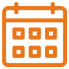 Orange calendar icon for scheduling